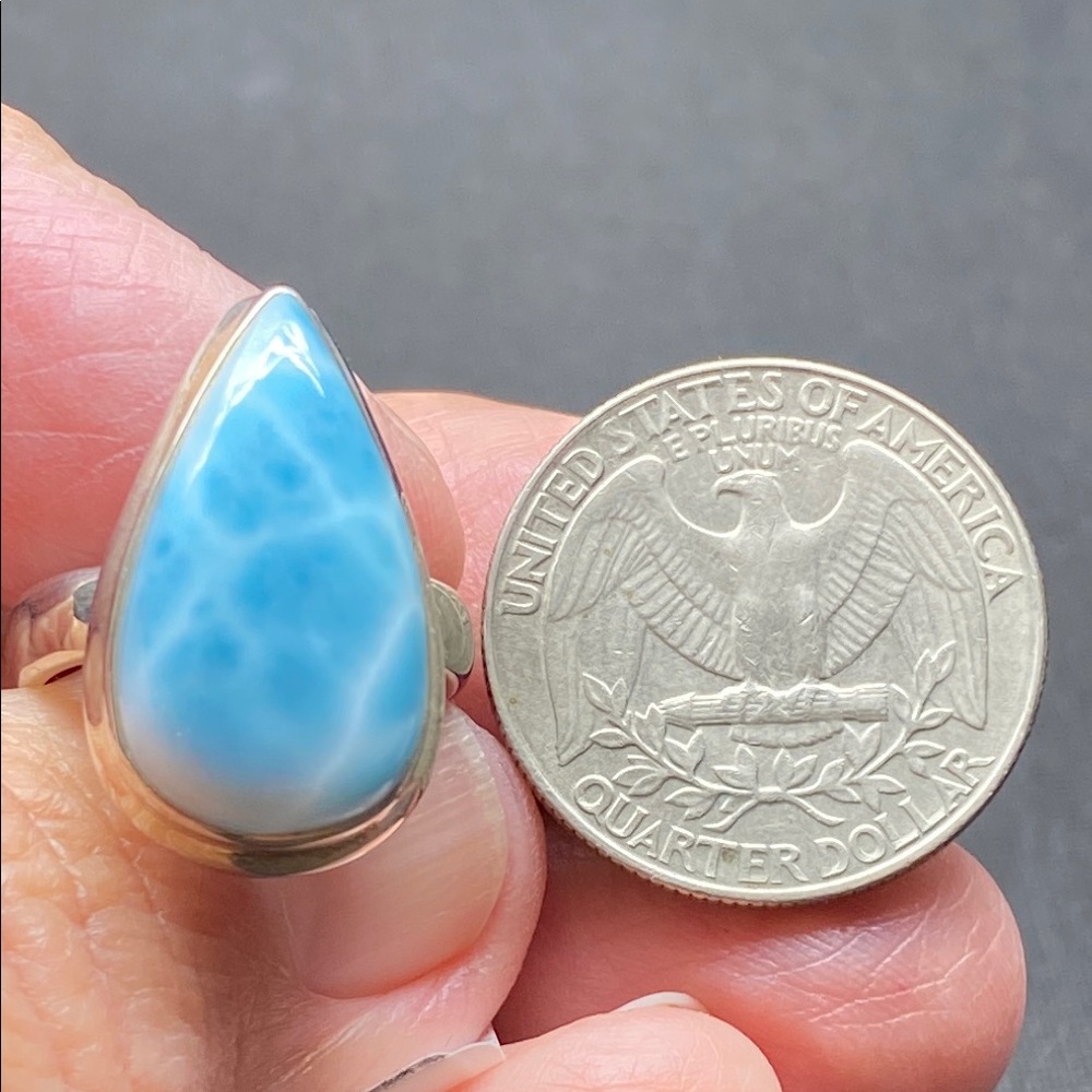 Larimar Ring Size 6 in Solid Sterling Silver 925 - Picture 7 of 9